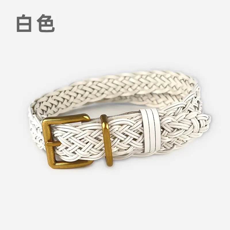 Black Handwoven Women's Belt with Gold Buckle - Image 4
