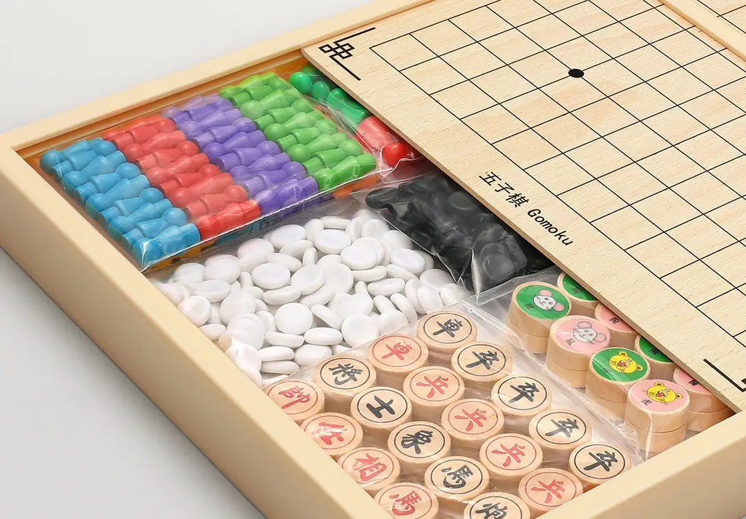 Five-In-A-Row, Flying Chess, Checkers, Chinese Chess, Children's Version, Multi-Functional Chess Board, All-In-One Chess Educational Toy for Primary School Students — feature 8
