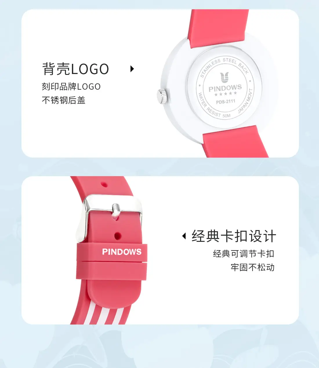 White Fendown Silicone Analog Watch for Women — feature 11