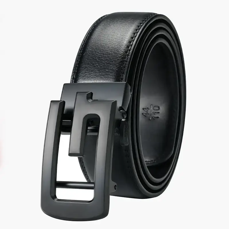 Men's Black Leather Belt with Automatic Buckle - Image 6