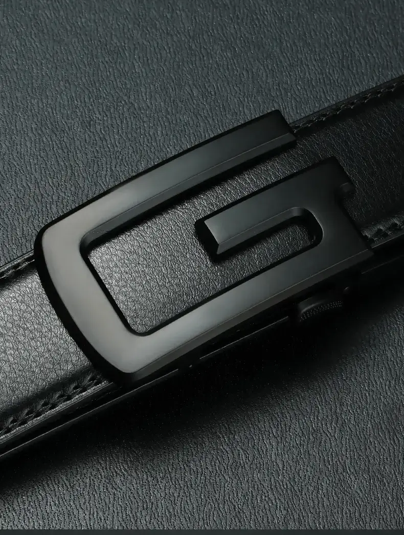 Men's Black Leather Belt with Automatic Buckle — feature 10