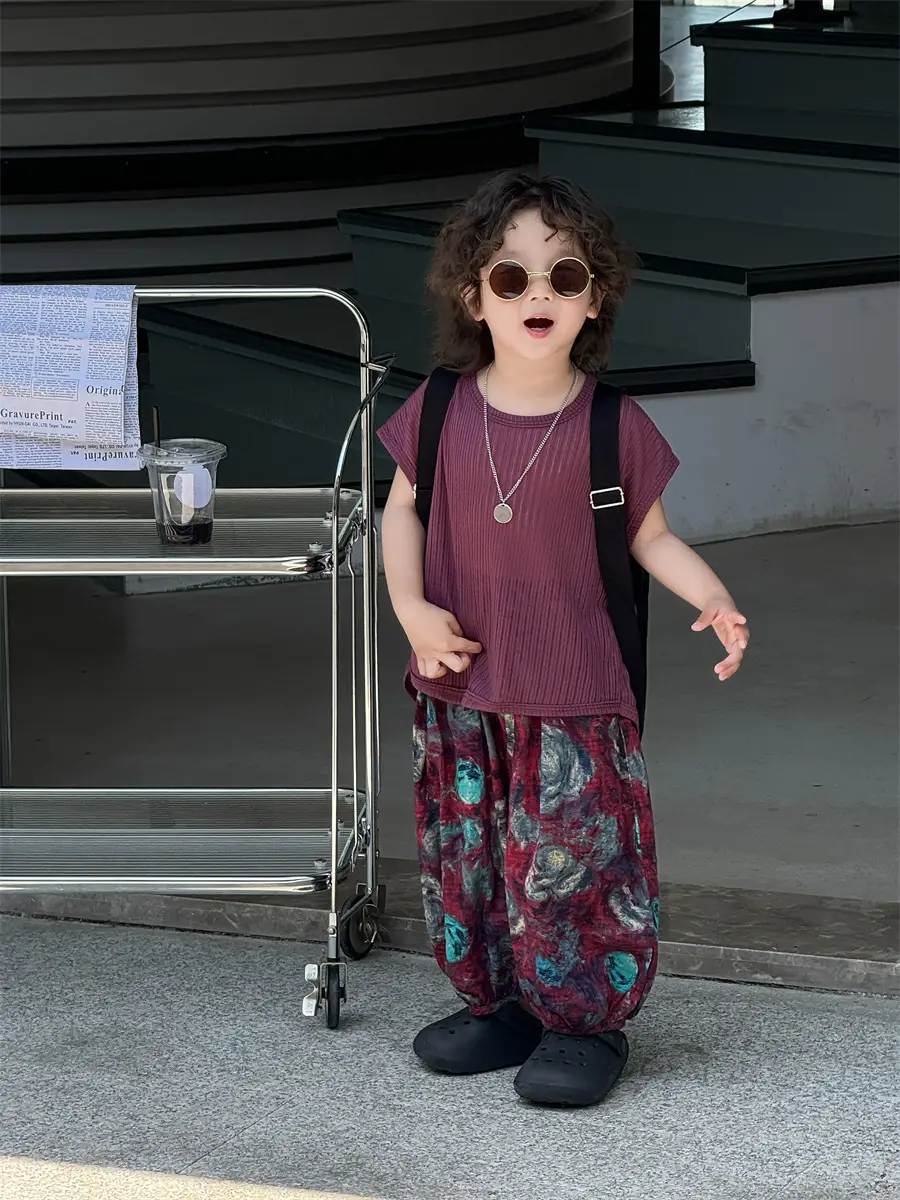 Baby's Grey Knit T-Shirt with Printed Pants 2025 — feature 18