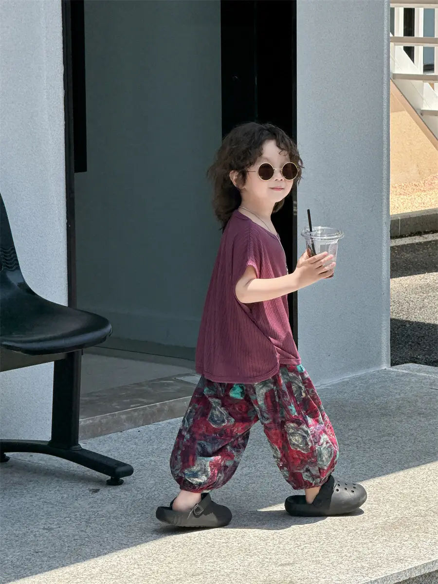 Baby's Grey Knit T-Shirt with Printed Pants 2025 — feature 22