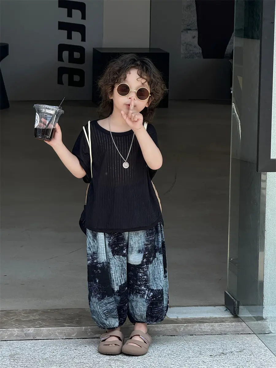 Baby's Grey Knit T-Shirt with Printed Pants 2025 — feature 25