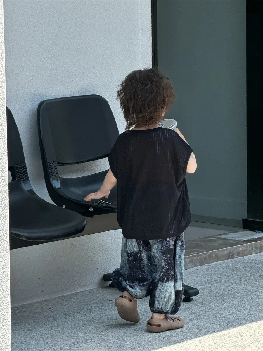 Baby's Grey Knit T-Shirt with Printed Pants 2025 — feature 27