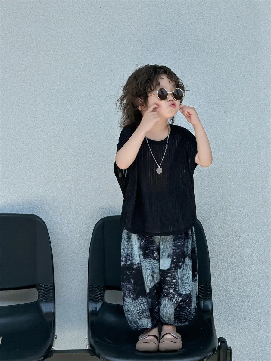 Baby's Grey Knit T-Shirt with Printed Pants 2025 — feature 29