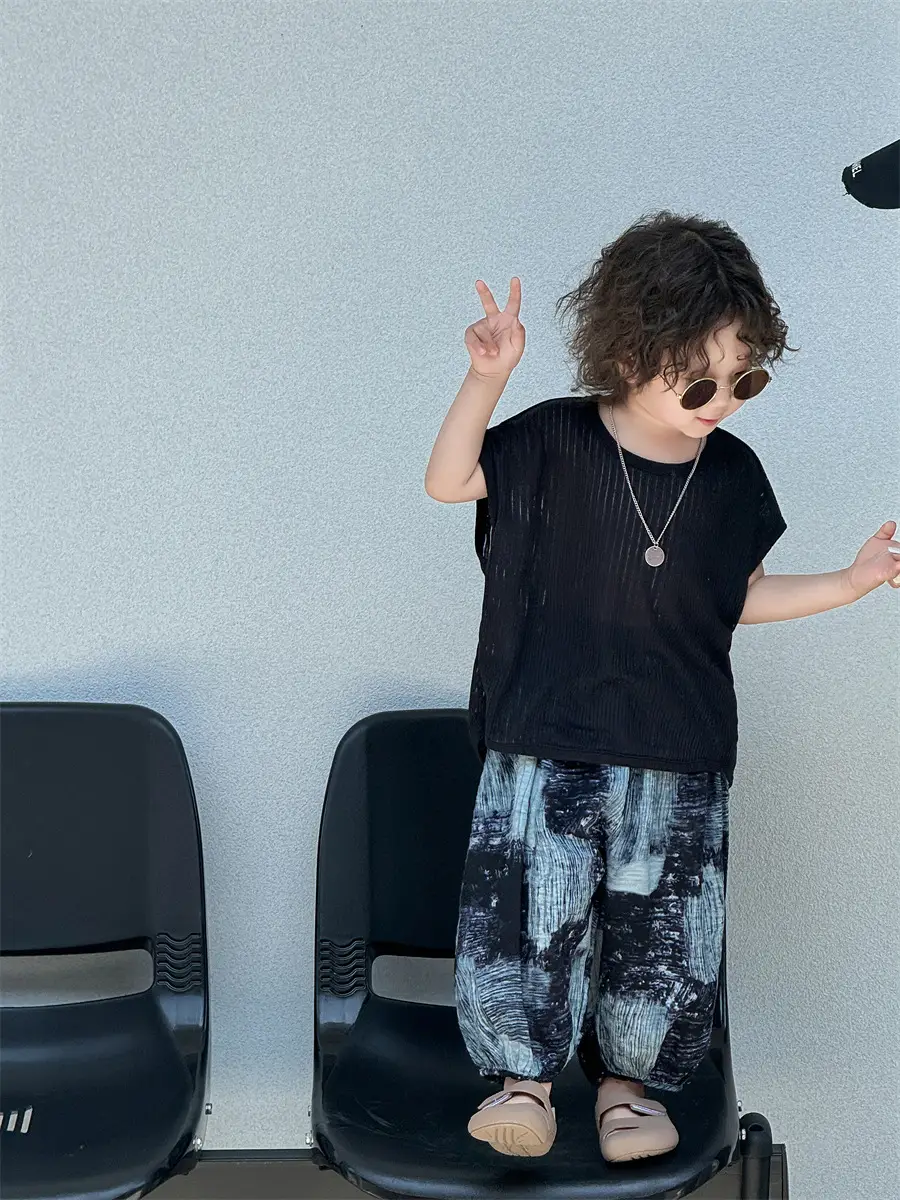 Baby's Grey Knit T-Shirt with Printed Pants 2025 — feature 30