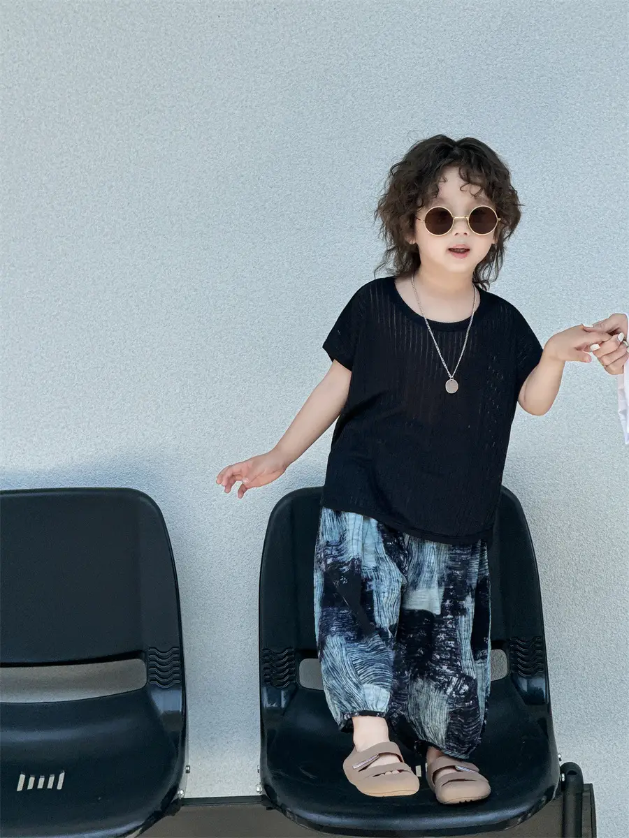Baby's Grey Knit T-Shirt with Printed Pants 2025 — feature 31