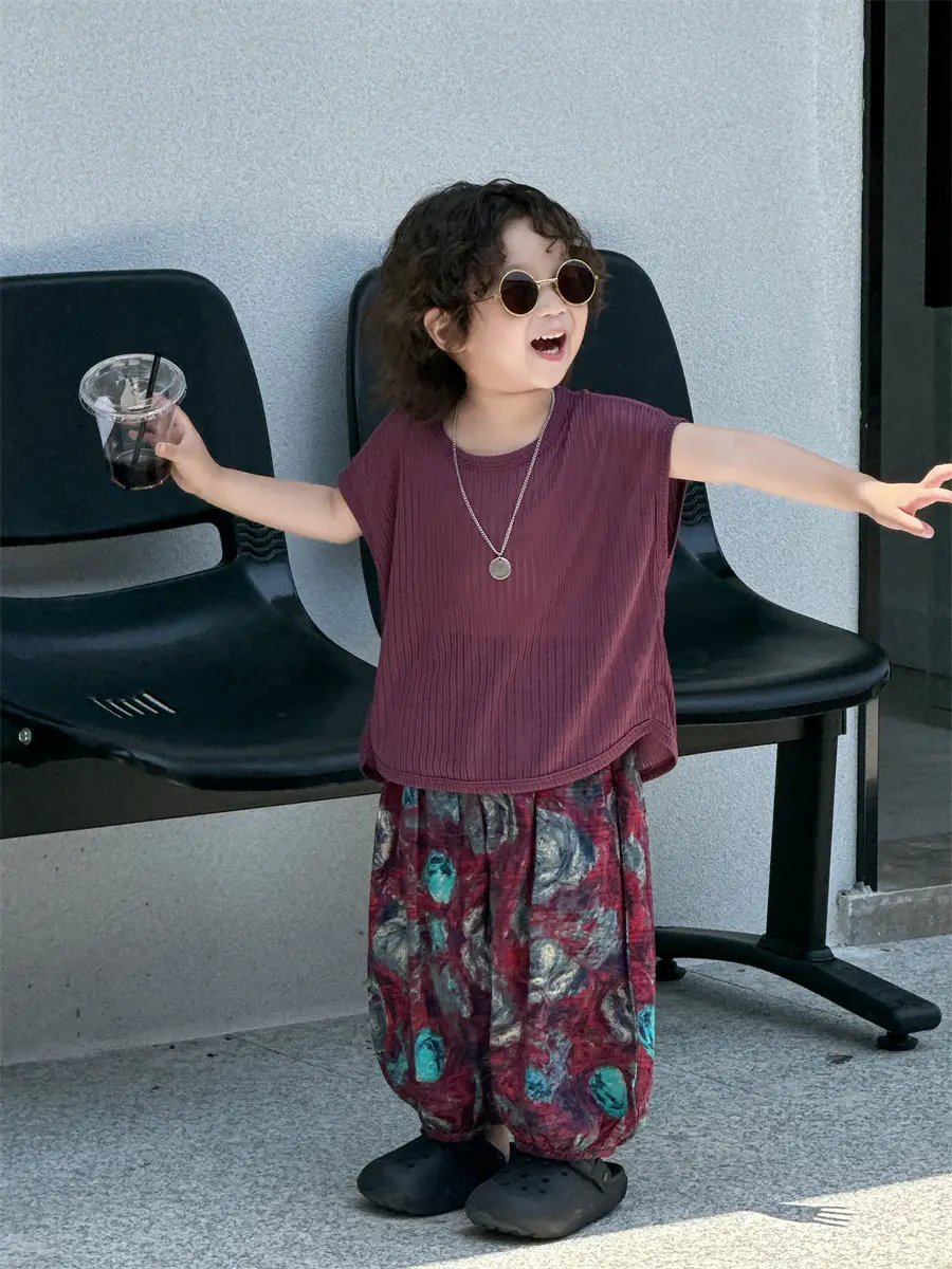 Baby's Grey Knit T-Shirt with Printed Pants 2025 — feature 7