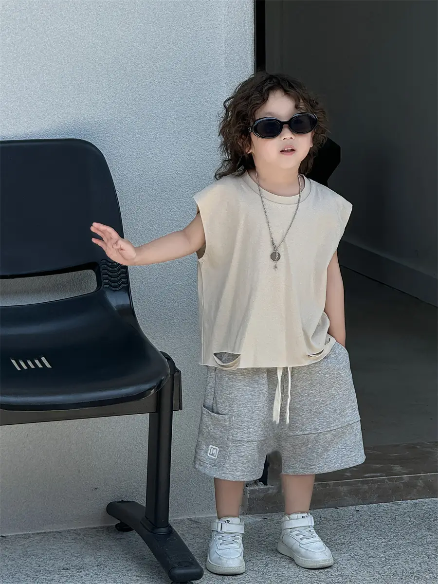 Boys Sleeveless Vest Red Black 2025