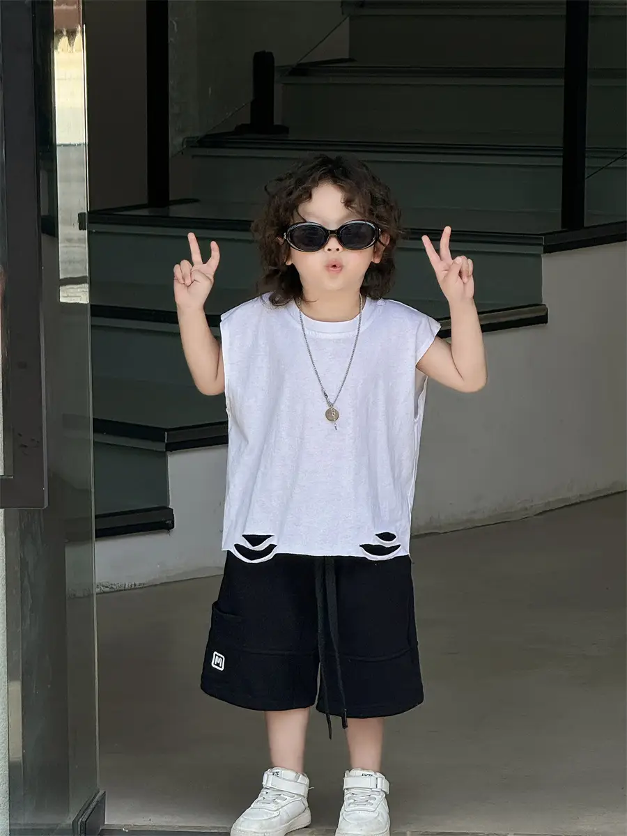 Boys Sleeveless Vest Red Black 2025 — feature 4