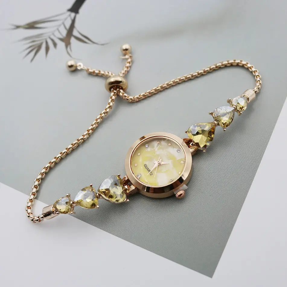 Luxury Green Gemstone Bracelet Watch for Women