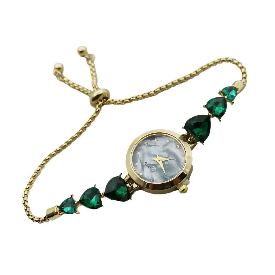 Luxury Green Gemstone Bracelet Watch for Women