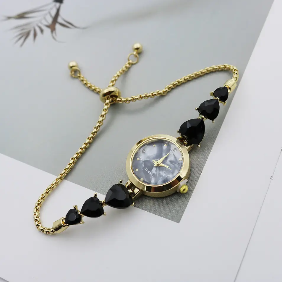 Luxury Green Gemstone Bracelet Watch for Women