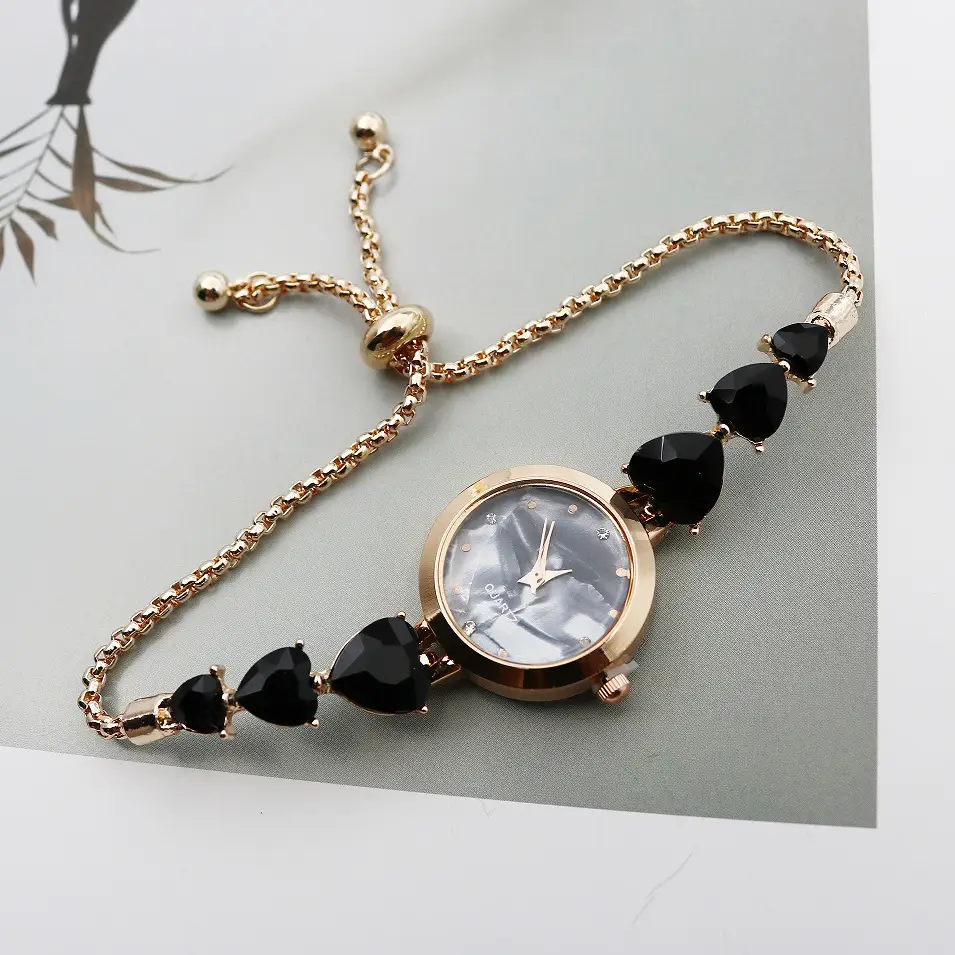 Luxury Green Gemstone Bracelet Watch for Women
