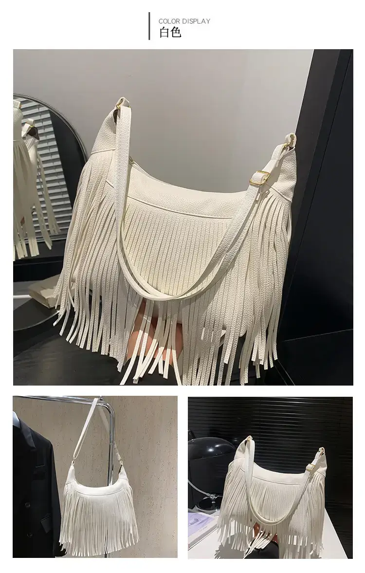 Vintage Tassel Crossbody Bag Brown Large Capacity — feature 19