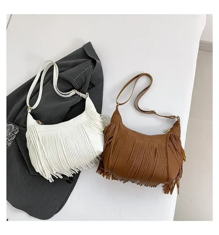 Vintage Tassel Crossbody Bag Brown Large Capacity — feature 31