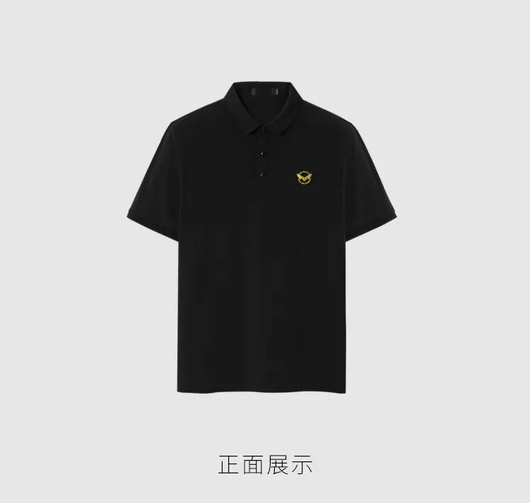 Men's Black Silk Polo Shirt Summer Casual Stretch — feature 9