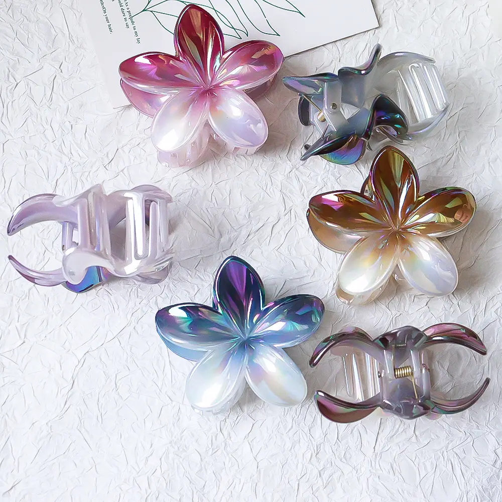 Gradient Shark Hair Clips for Girls, 6 Pcs Rainbow Design - Image 9