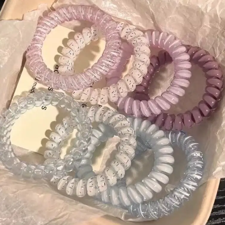 High Elasticity Hair Ties for Women Pink Purple Clear - Image 6