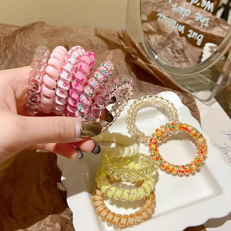 High Elasticity Hair Ties for Women Pink Purple Clear - Image 7