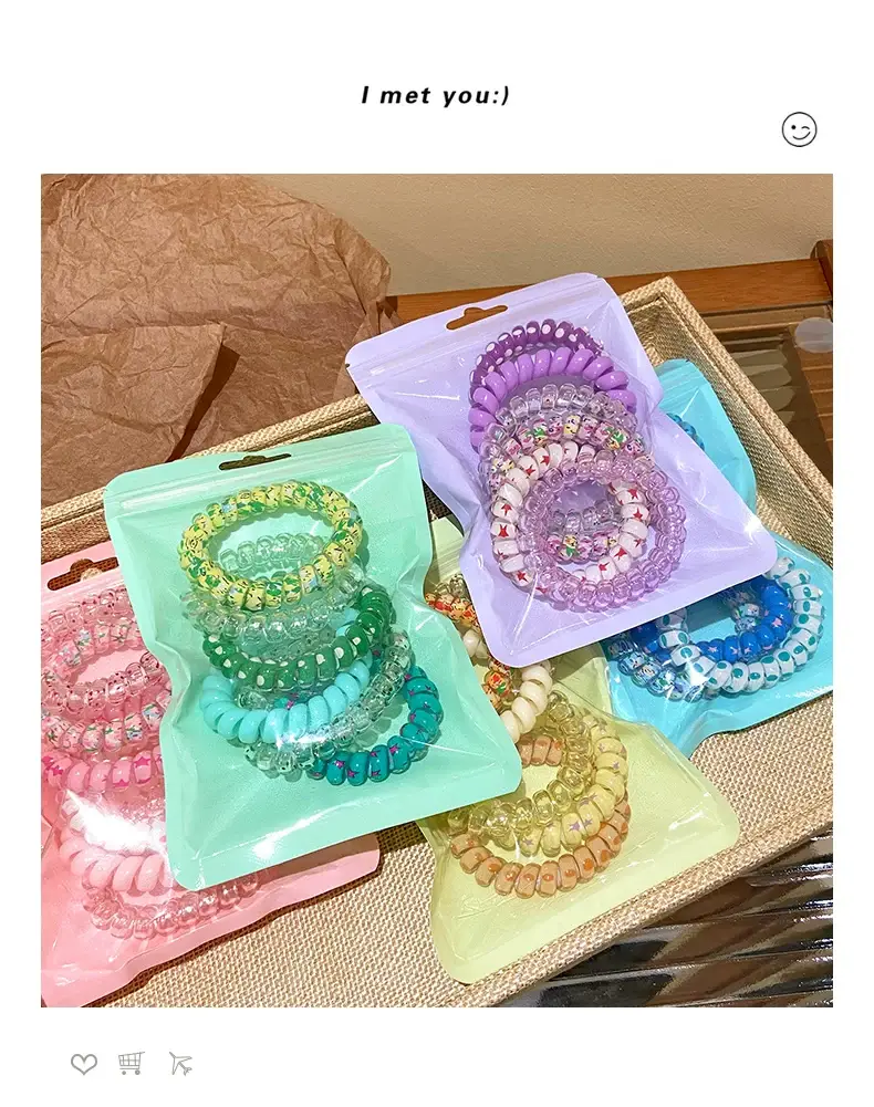 High Elasticity Hair Ties for Women Pink Purple Clear — feature 1