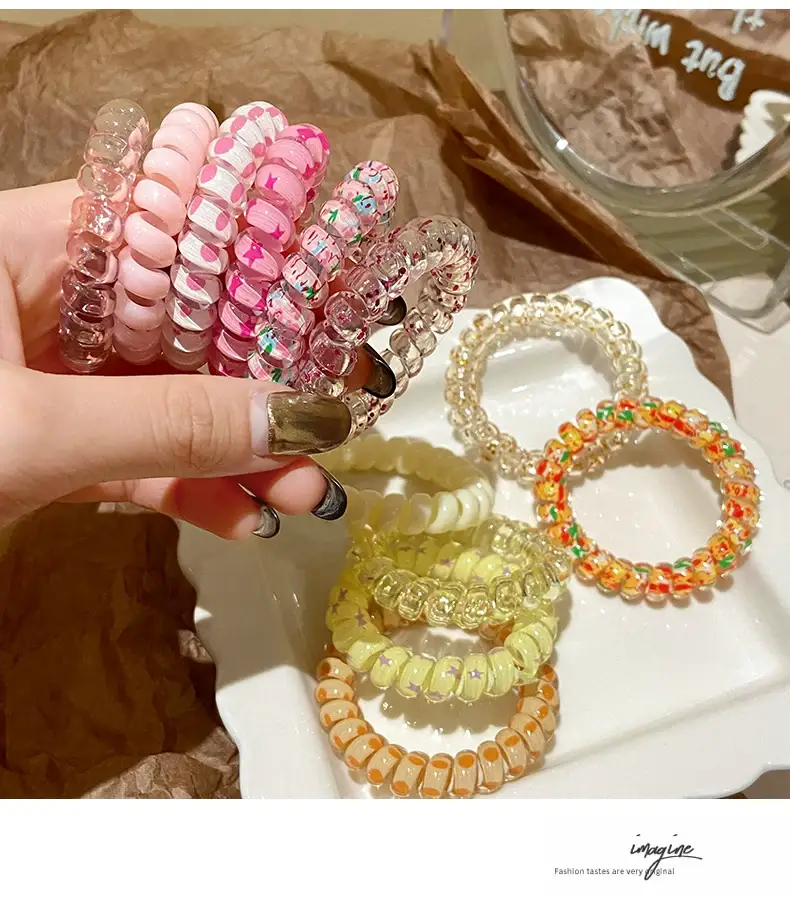 High Elasticity Hair Ties for Women Pink Purple Clear — feature 7