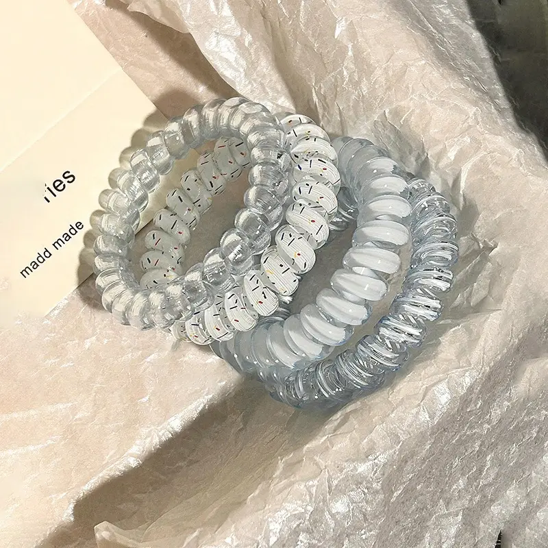 High Elasticity Hair Ties for Women Pink Purple Clear - Image 3