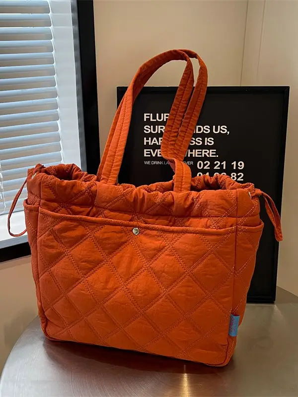 Blue Quilted Women's Shoulder Bag Large Capacity 2024 - Image 10