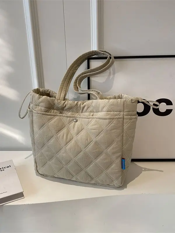 Blue Quilted Women's Shoulder Bag Large Capacity 2024 - Image 11
