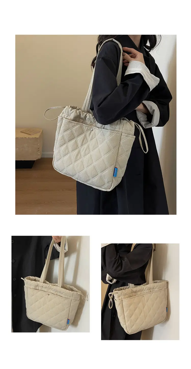 Blue Quilted Women's Shoulder Bag Large Capacity 2024 — feature 10