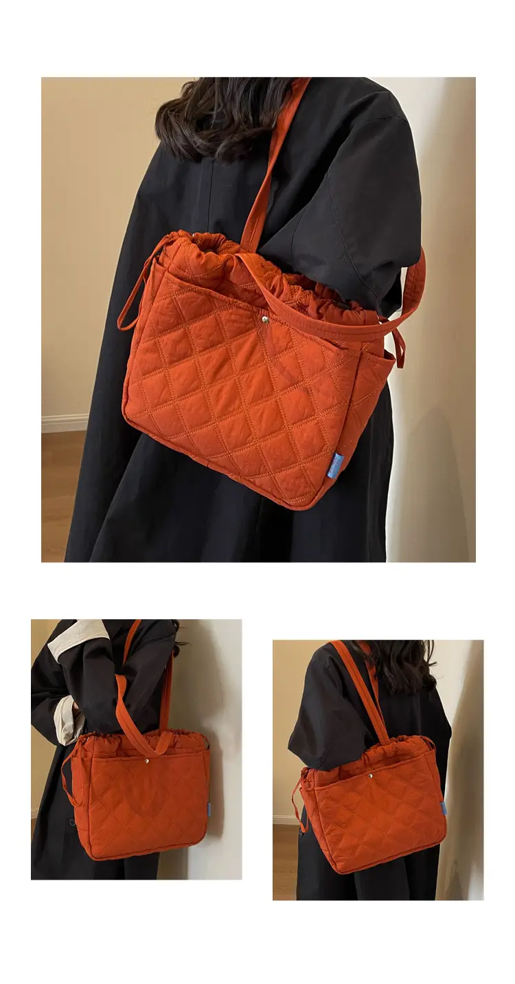 Blue Quilted Women's Shoulder Bag Large Capacity 2024 — feature 11