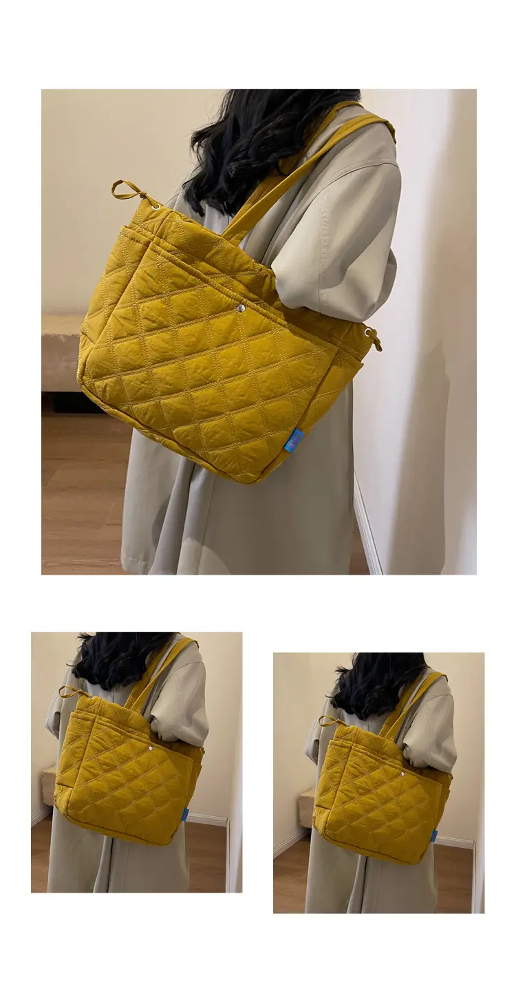 Blue Quilted Women's Shoulder Bag Large Capacity 2024 — feature 12