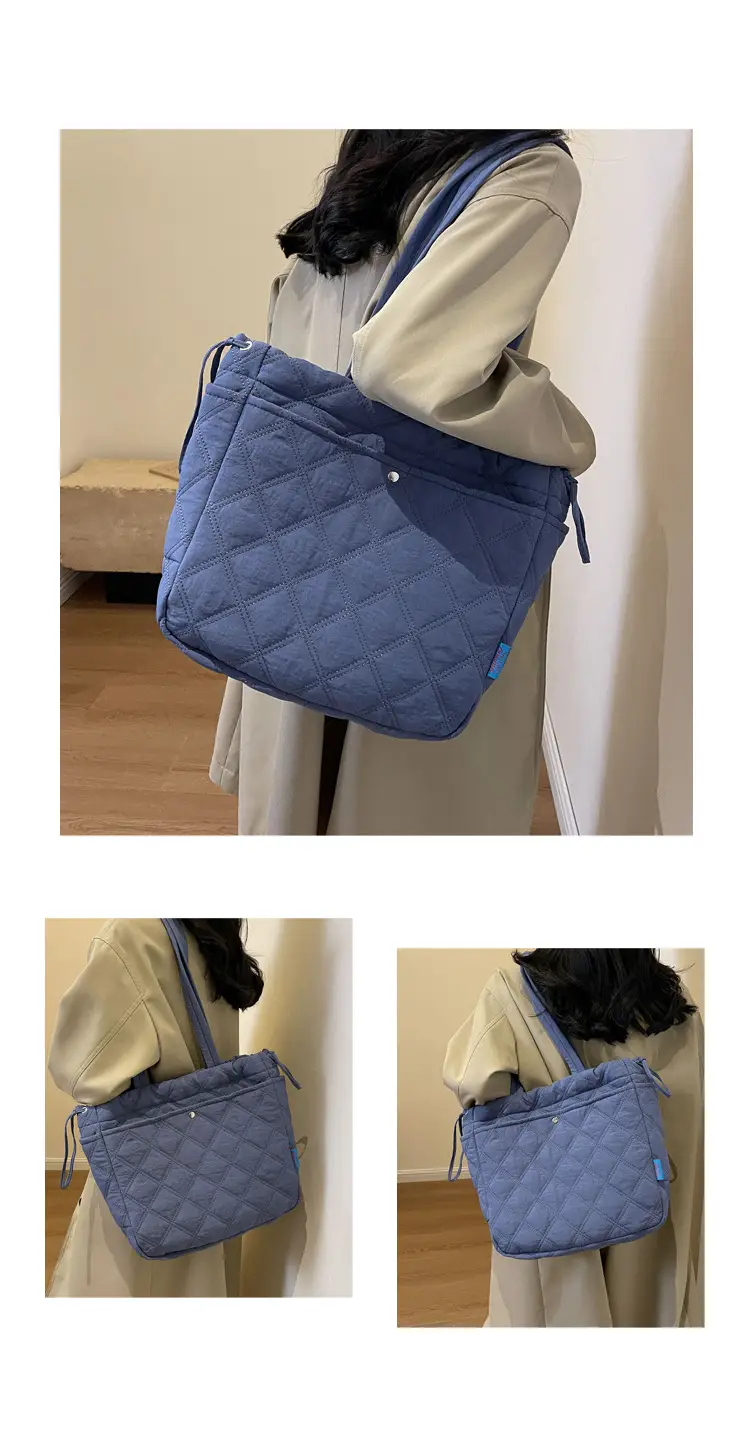 Blue Quilted Women's Shoulder Bag Large Capacity 2024 — feature 13