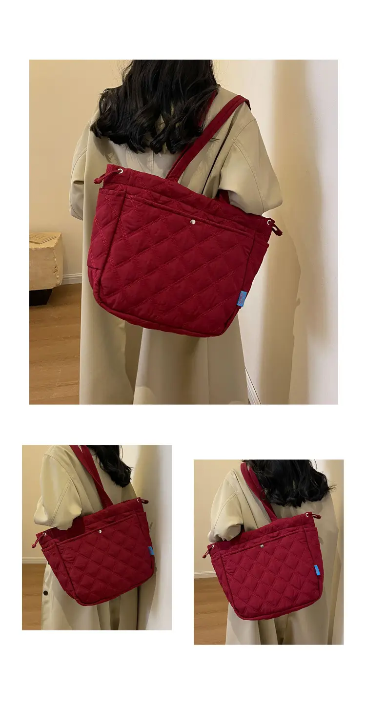 Blue Quilted Women's Shoulder Bag Large Capacity 2024 — feature 14