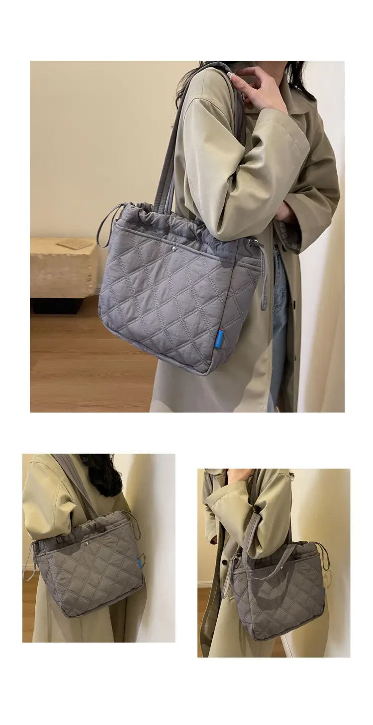 Blue Quilted Women's Shoulder Bag Large Capacity 2024 — feature 15