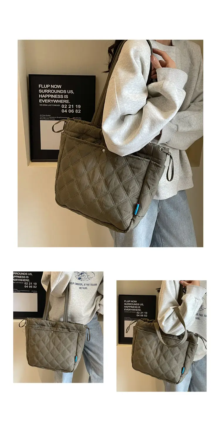 Blue Quilted Women's Shoulder Bag Large Capacity 2024 — feature 16