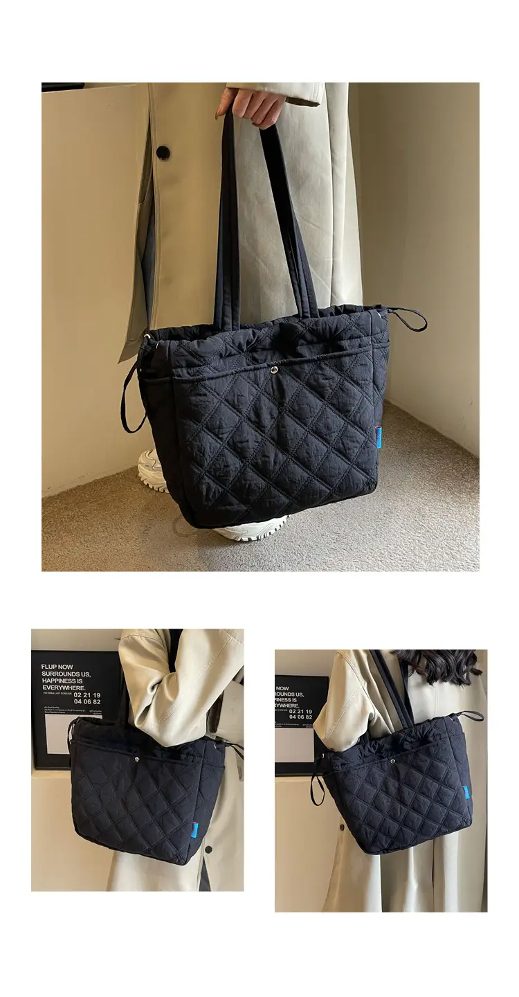 Blue Quilted Women's Shoulder Bag Large Capacity 2024 — feature 17