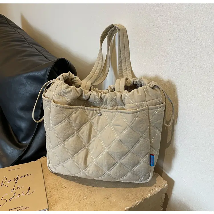 Blue Quilted Women's Shoulder Bag Large Capacity 2024 — feature 19