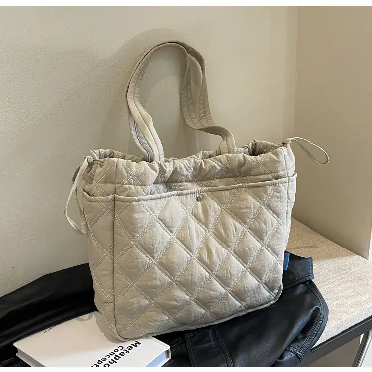 Blue Quilted Women's Shoulder Bag Large Capacity 2024 — feature 20