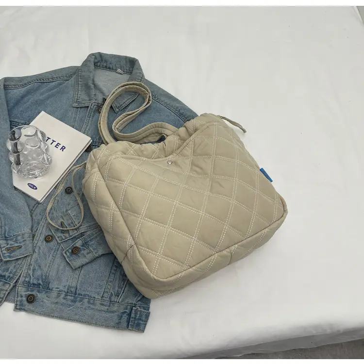 Blue Quilted Women's Shoulder Bag Large Capacity 2024 — feature 21