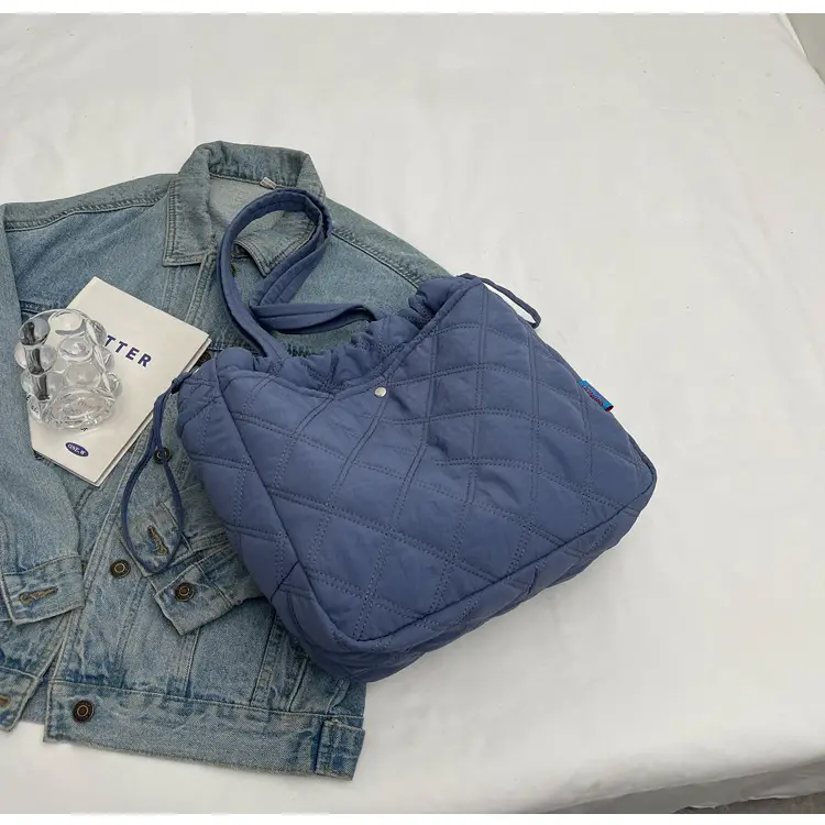 Blue Quilted Women's Shoulder Bag Large Capacity 2024 — feature 22