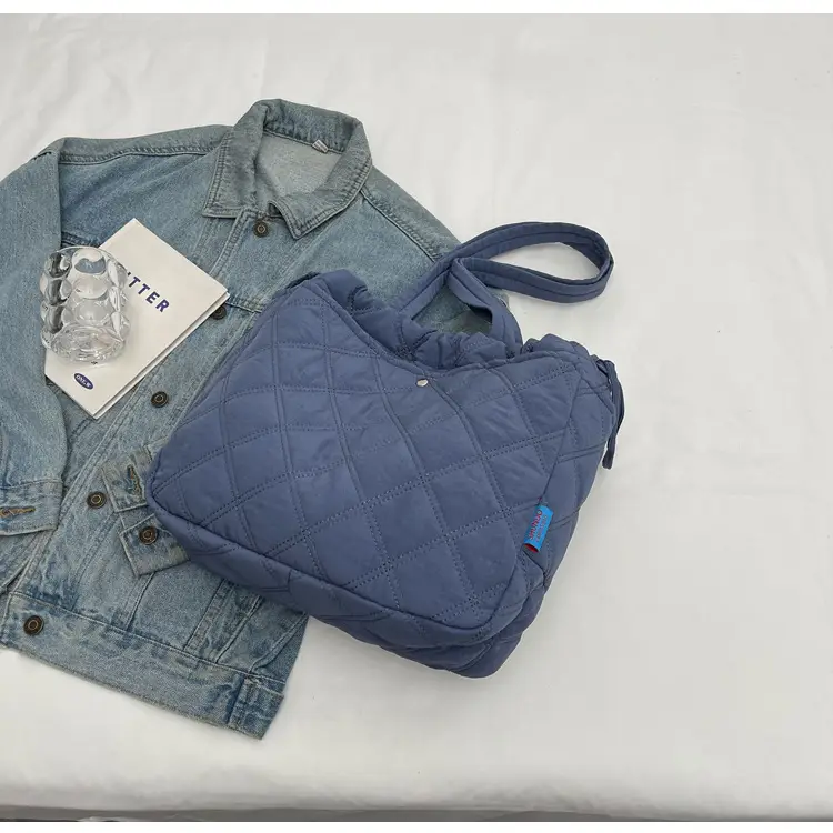 Blue Quilted Women's Shoulder Bag Large Capacity 2024 — feature 23