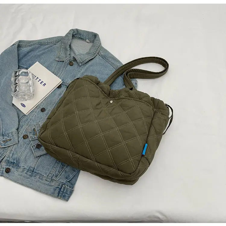 Blue Quilted Women's Shoulder Bag Large Capacity 2024 — feature 30