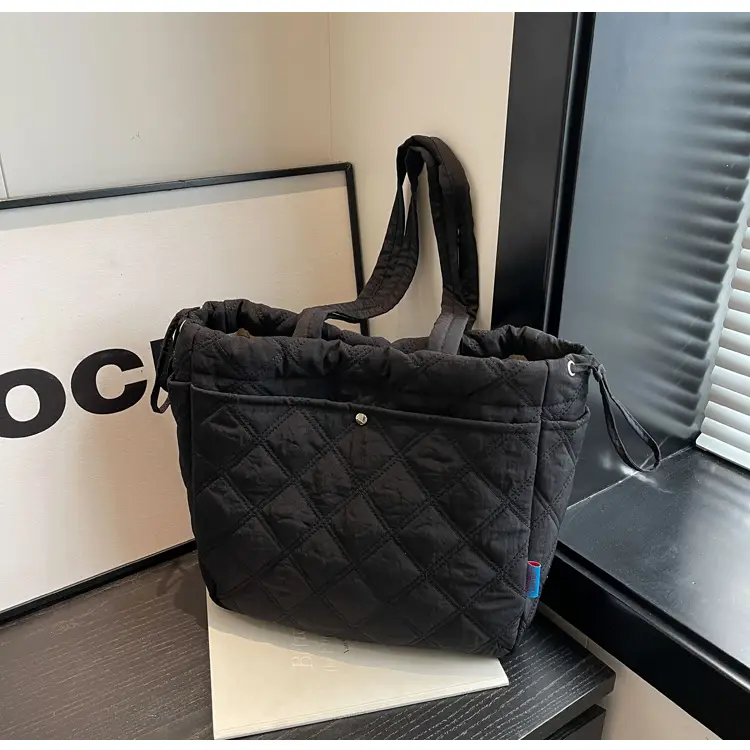 Blue Quilted Women's Shoulder Bag Large Capacity 2024 — feature 35