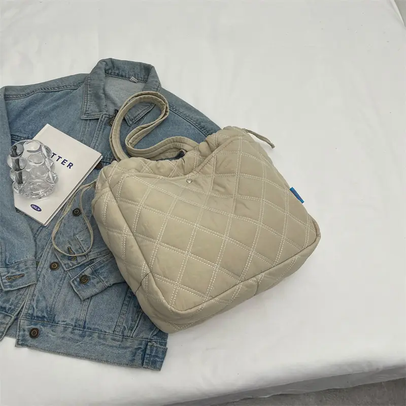 Blue Quilted Women's Shoulder Bag Large Capacity 2024 - Image 2