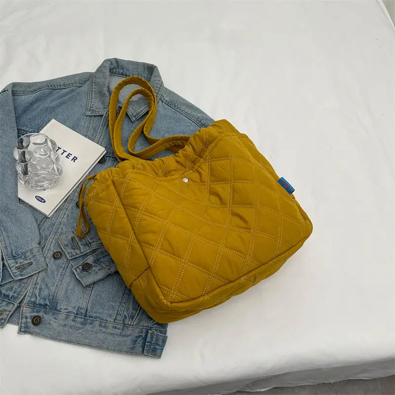 Blue Quilted Women's Shoulder Bag Large Capacity 2024 - Image 3