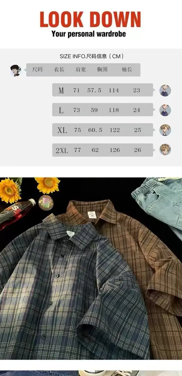 Japanese Plaid Short Sleeve Shirt Men Summer — feature 18