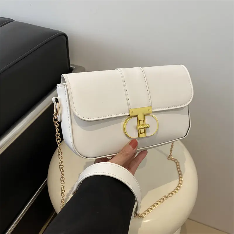 Small Black Crossbody Bag with Gold Clasp for Women - Image 6