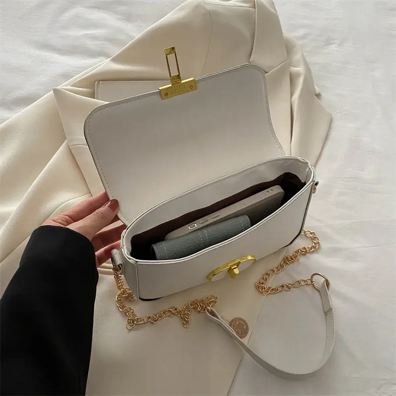 Small Black Crossbody Bag with Gold Clasp for Women - Image 7